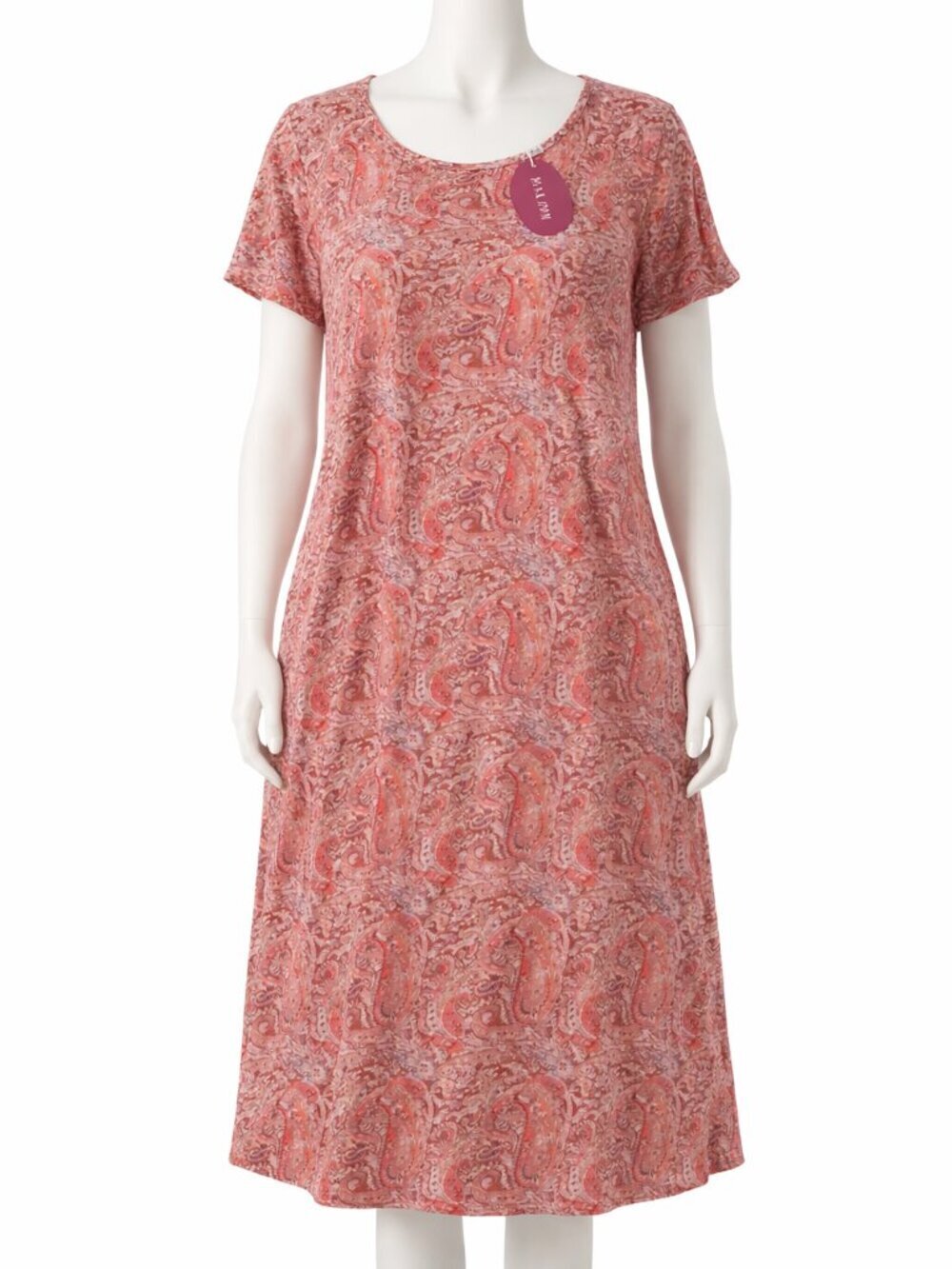 NWT Halife Boho Paisley Knit Midi Dress Orange Pink S